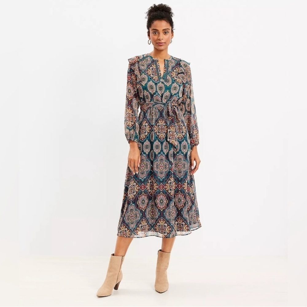 NWOT LOFT Multicolor Long Sleeve Dress